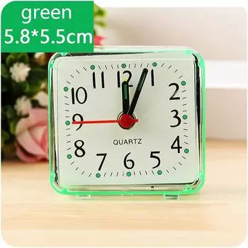 Симпатичные студенческие будильники, квадратные прикроватные компактные часы, настольные часы, декор зелёный