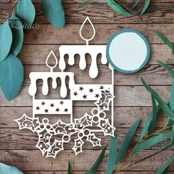 Симпатичные Свеча Звезда Дизайн DIY Тиснение Резка Поздравительная Открытка Записки Плесень серебряный