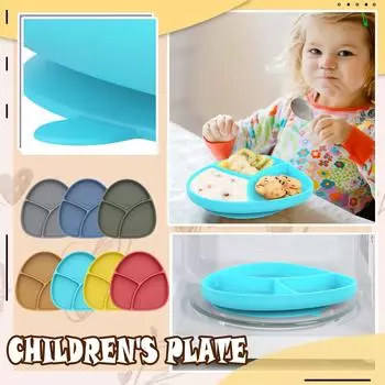 Симпатичные тарелки с динозаврами. Детская посуда. Силиконовая тарелка. Силиконовые детские тарелки. B