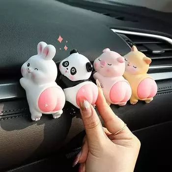 Симпатичные украшения для автомобиля, 3D-игрушки для приборной панели, куклы, игрушки, панда, кошка, кролик, свинья, украшения, подарки, аксессуары для салона автомобиля