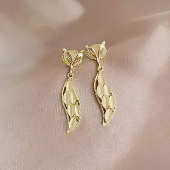 Симпатичные висячие серьги с лисой и камнем «кошачий глаз» для женских модных украшений золотой