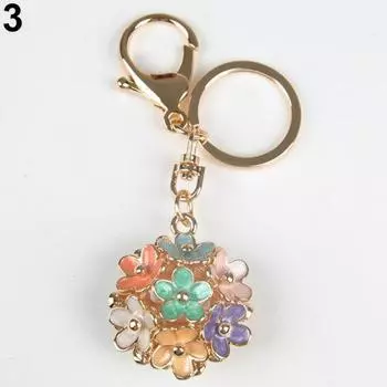 Симпатичные женщины сплава полый цветок ромашки двойной стороны пара автомобильный брелок для ключей розовый
