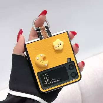 Симпатичный 3D-звездный и лунный роскошный чехол для телефона из искусственной кожи для Samsung Galaxy Z Flip 3 5g в твердом переплете For Samsung Z Flip 3