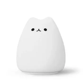 Симпатичный 7-цветный зарядный силиконовый мультяшный кот, светодиодный ночник, лампа для детской комнаты