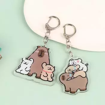 Симпатичный акриловый брелок с капибарой, школьный рюкзак, украшения, мультяшный брелок, подвеска, очаровательный брелок, подарок as the picture