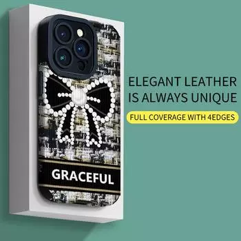 Симпатичный элегантный чехол из натуральной кожи с вертикальным рисунком, мягкий силиконовый чехол для телефона с принтом, задняя крышка с объективом камеры, полная защита для iPhone iPhone 15 Pro Max