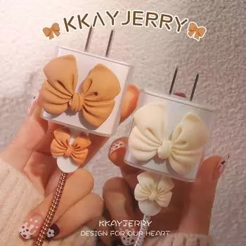 Симпатичный бантик, защитный шнур, мультяшный защитный чехол для зарядного устройства, мягкий силиконовый зарядный кабель, набор зарядных чехлов для кабеля зарядного устройства для телефона