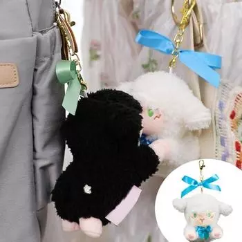 Симпатичный брелок для ключей с куклой, мягкий белый/черный орнамент чёрный