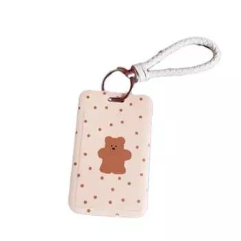 Симпатичный брелок для ключей в твердом футляре для карточек, мишка в горошек, 1 штука