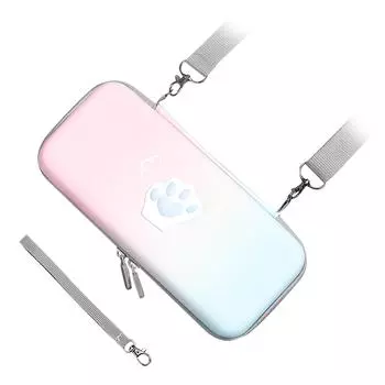 Симпатичный чехол для переноски Cat Paw из искусственной кожи с жестким защитным чехлом с плечевым ремнем и ручным шнуром для розовый/синий