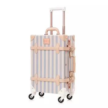 Симпатичный чехол для переноски, ретро-чемодан, чемодан для школьных поездок, тихий четырехколесный чемодан ручной работы [Uniwalker] Ручная кладь