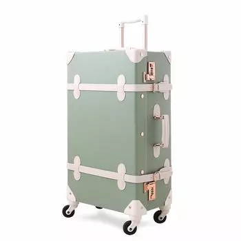 Симпатичный чехол для переноски, ретро-чемодан, чемодан для школьных поездок, тихий четырехколесный чемодан ручной работы [Uniwalker] Ручная кладь