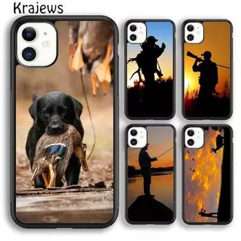 Симпатичный чехол для телефона Krajews с изображением охотничьей собаки и рыбака для iPhone 14 5 SE 6s 7 8 plus X XR XS 11 12 13 pro max Samsung S21 S22ultra iPhone 6plus