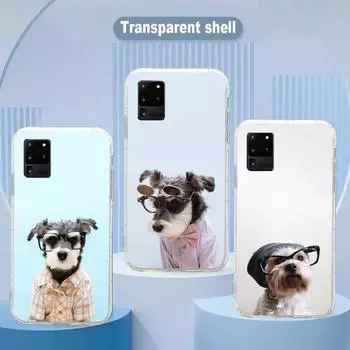Симпатичный чехол для телефона с собакой Шнауцер для Samsung Galaxy S10 S21 S22 Plus Ultra A91 A51 A21S A12, прозрачный чехол для телефона Galaxy S30