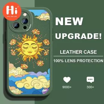 Симпатичный чехол из искусственной кожи для iPhone 14 13 12 Pro Max Samsung Galaxy S23 Ultra S20 FE M32 A13 A20S Redmi Note 10 Xiaomi Poco F3 Мягкий чехол для телефона из ТПУ