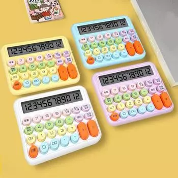 Симпатичный цветной калькулятор, голосовой калькулятор, 12-значный большой ЖК-дисплей, кнопки, механическая клавиатура, офисный калькулятор для студентов фиолетовый