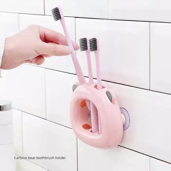 Симпатичный держатель для зубной щетки и зубной пасты с мощным всасыванием ladybug красный