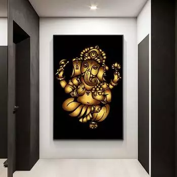 Симпатичный детский золотой ребенок Ганеш, холст, живопись, постеры и принты, абстрактные настенные художественные фотографии, домашний декор для гостиной, без рамки 21cm30cm NoFrame