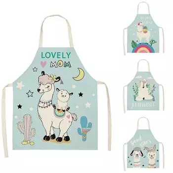 Симпатичный фартук из хлопка и льна серии «Альпака», кухонный фартук, нагрудник для домашней кухни и выпечки, инструмент для очистки и защиты от обрастания 47x38cm