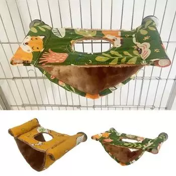 Симпатичный гамак для птиц Хлопковый домик для птиц Украшение для клетки для птиц Гнездо для попугаев Зима жёлтый