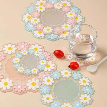 Симпатичный коврик для стола с цветущей маргариткой, подставка для обеденной тарелки, изолированные подставки для кружки молока, подставки под кофейную чашку, изоляционная подставка для кухни S