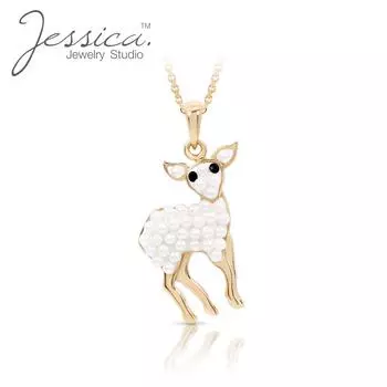 Симпатичный кулон в виде ягненка из желтого золота 14 карат и стерлингового серебра 925 пробы с микрокристаллическим жемчугом