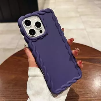 Симпатичный матовый противоударный чехол цвета конфет для iPhone 16 15 Pro Max 14 Pro 13 12 11 Wave Frame прозрачный мягкий чехол для телефона TPU iPhone 16 фиолетовый