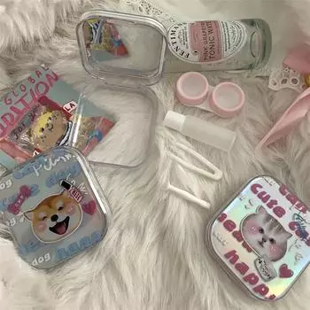 Симпатичный мини-комплект для контактных линз, портативный контейнер для хранения контактных линз для путешествий