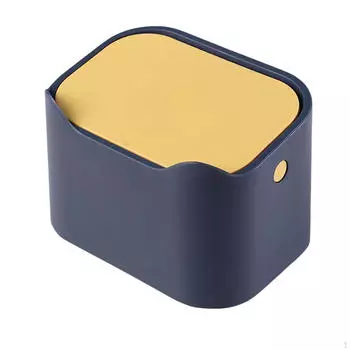 Симпатичный настольный мусорный бак, корзина для мусора, пресс-корзина для мусора для домашнего офиса, туалетный столик White Yellow