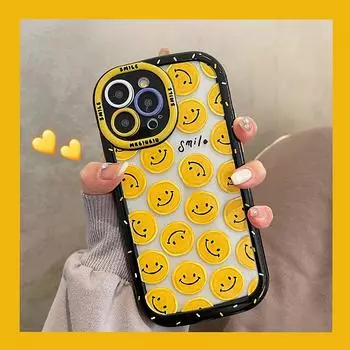 Симпатичный противоударный бампер с надписью и улыбкой, модный чехол для телефона для Iphone 14 Pro Max 11 12 13 Pro Max, забавный мягкий прозрачный чехол на заднюю панель For iPhone 12