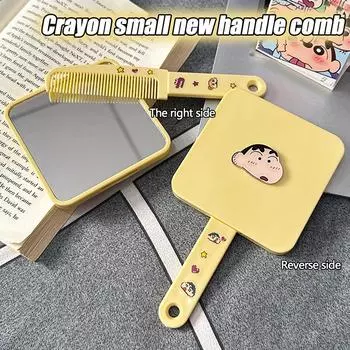 Симпатичный расческа-зеркало Crayon Shin-Chan, выдвижной ручной массажный инструмент для волос, дорожная щетка для волос, массажный инструмент для укладки