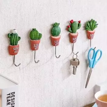 Симпатичный самоклеящийся крючок в форме кактуса для кухни, ванной комнаты, настенный крючок, держатель для полотенец, вешалка B