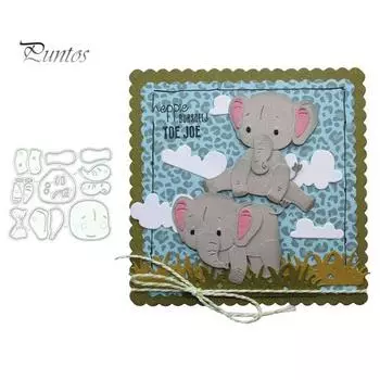 Симпатичный слон, режущий штамп, сделай сам, скрапбук, тиснение, изготовление бумажных карточек, трафаретная форма серебряный