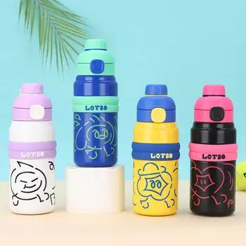 Симпатичный внешний вид, портативный прыгающий термос, летняя портативная автомобильная прямая кружка для напитков, соломенная кружка из нержавеющей стали 500ml