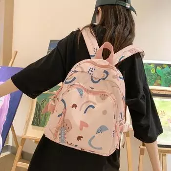 Симпатичный женский нейлоновый рюкзак с принтом розовый