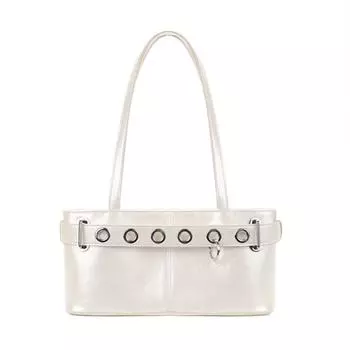 Simple 25ss Spring and Summer New Original Want to Hang What to Hang What Pearl Silver Porous Hole Underarm Bag Pearlescent Silver Reservation