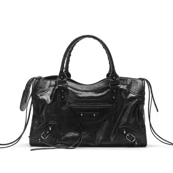 Simple ABG Rivet Fancy One Shoulder Motorcycle Bag Black [Black] In Stock