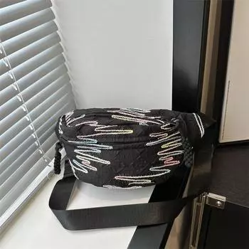 Simple and fashionable breast bag 2024 summer new casual cute casual small bag female student fanny pack messenger bag female чёрный