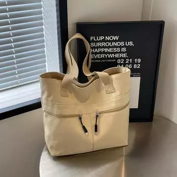 Simple and fashionable large-capacity tote bag 2024 summer new simple casual commuting single shoulder underarm tote bag чёрный