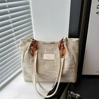 Простая и модная сумка-тоут большой вместимости, новинка лета 2024 года, повседневная модная сумка через плечо, сумка для подмышки для поездок на работу чёрный