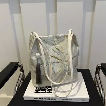 Simple and fashionable large-capacity underarm bag women s 2024 summer new retro commuter shoulder bag bucket bag синий