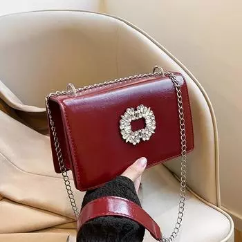 Simple and fashionable rhinestone small square bag women s 2025 new high-end diamond-encrusted shoulder messenger bag foreign-style small square bag белый