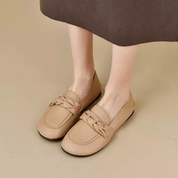Simple and Fashionable Soft Leather Women s Shoes 2024 Spring New Shallow Cut Versatile Comfortable and Breathable Single Shoe 35 чёрный