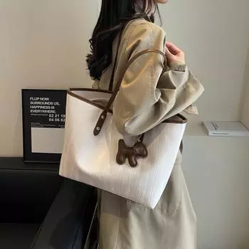 Simple and fashionable tote bag, high-end sense, large-capacity PU women s bag, Korean version commuter shoulder bag, foreign style red wedding bag