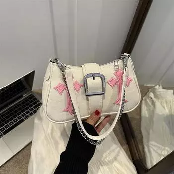 Простая и модная сумка через плечо женская простая и модная маленькая квадратная сумка женская сумка 2024 осень новый нишевый дизайн сумка через плечо чёрный