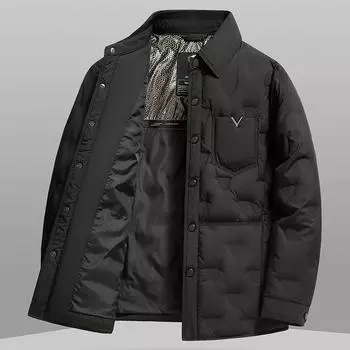 Простая и легкая зимняя куртка-пуховик, новый стиль, мужская куртка-пуховик с воротником-рубашкой, утепленная и теплая куртка-пуховик для мужчин M