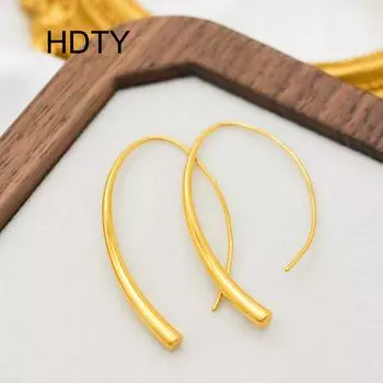 Simple and personalized design temperament Cold curved line earrings Titanium steel plated 18k fashionable versatile earrings золотой