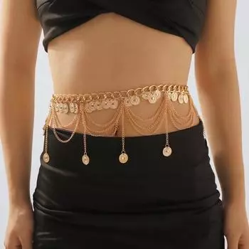 Simple and popular design street style body chain metal texture waist chain temperament waist accessories