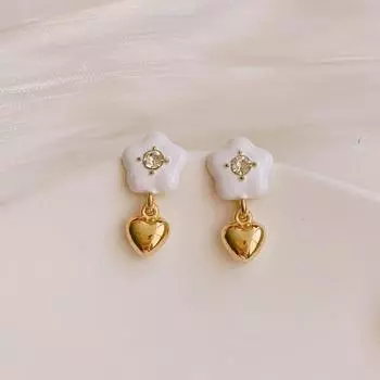 Simple And Sweet Oil Dripping Flower Love Light Luxury Temperament High-End Design Stud Earrings