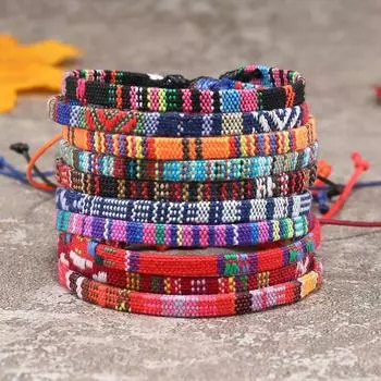 Simple and versatile friendship hand rope, hot-selling colored cotton and linen fabric woven bracelet чёрный